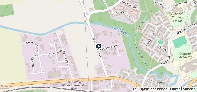 Map showing the location of Dingwall Garage