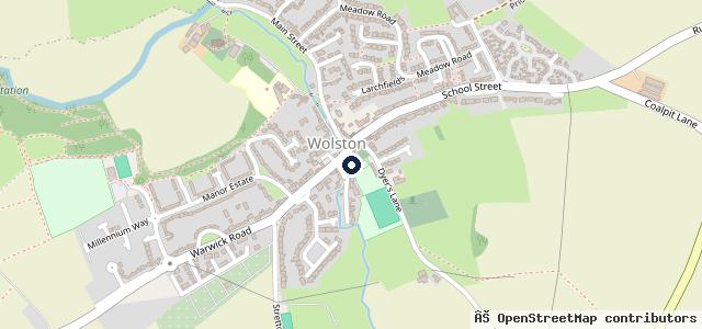 Map showing the location of Wolston Garage