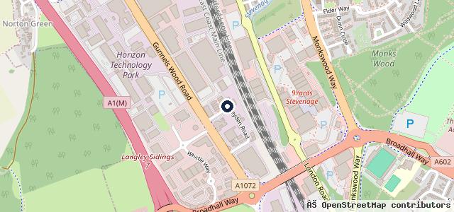 Map showing the location of Stevenage Tyres