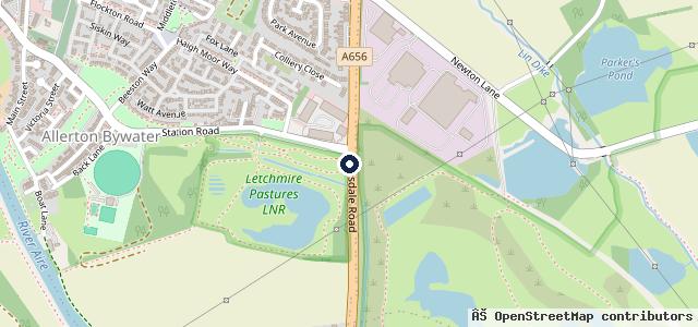 Map showing the location of Allerton Bywater Service Station