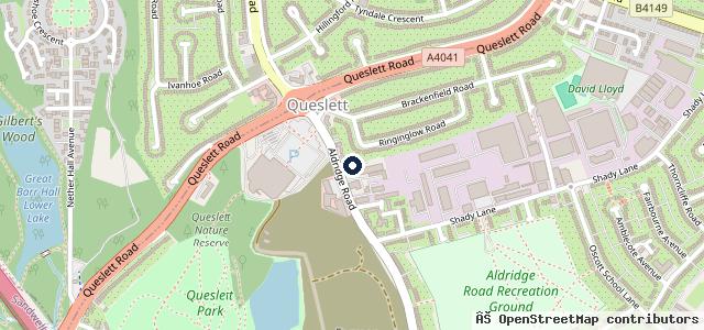 Map showing the location of Great Barr mot and service centre