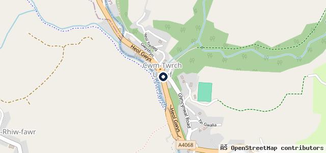Map showing the location of Pentre Tygwyn Service Station