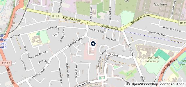 Map showing the location of Colville Road MOT Centre