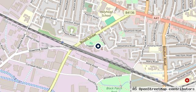 Map showing the location of Chapel Street Tyre Centre