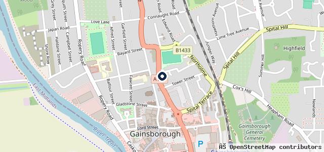 Map showing the location of Gainsborough MOT & Service Centre