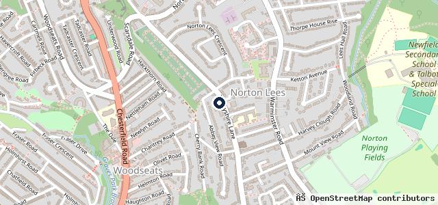 Map showing the location of Derbyshire Lane Service Station