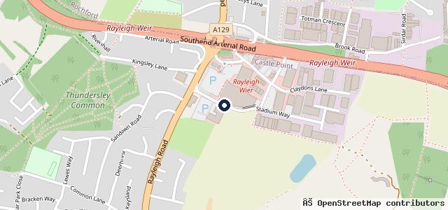 Map showing the location of Essex Ford Rayleigh