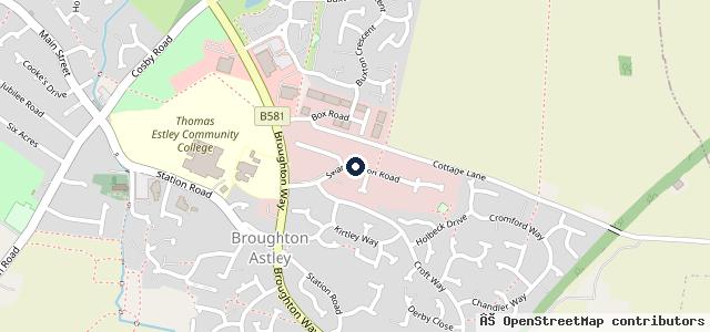 Map showing the location of Broughton Astley MOT Centre