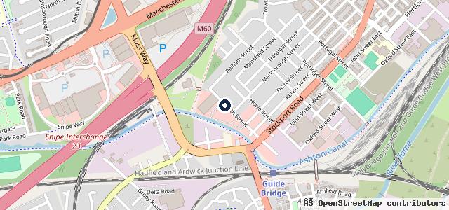 Map showing the location of Guide Bridge MOT & Service Centre Limited