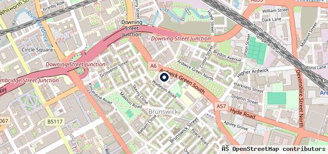 Map showing the location of Halfords Autocentre Manchester (Ardwick Green)