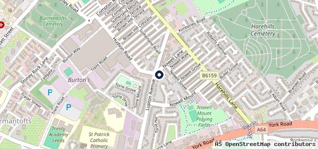 Map showing the location of Monkey Tyres Leeds / 24/7 Mobile Tyre Fitting