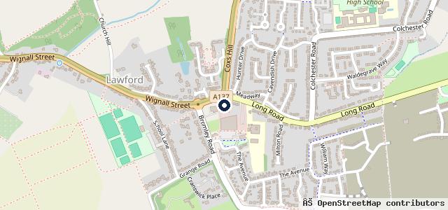 Map showing the location of Lawford Service Station