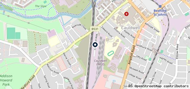 Map showing the location of Bedford Top Tyres Ltd