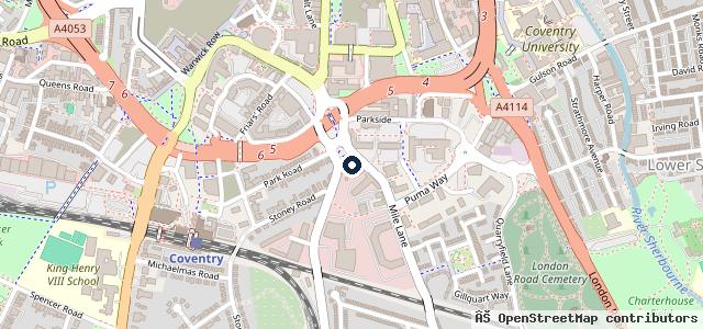 Map showing the location of Listers Volkswagen Coventry