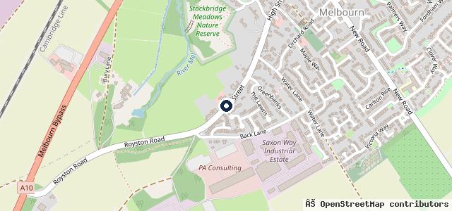 Map showing the location of Melbourn Garage