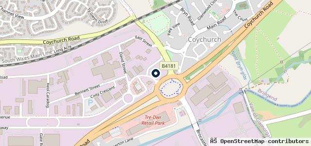 Map showing the location of Nathaniel Cars Bridgend
