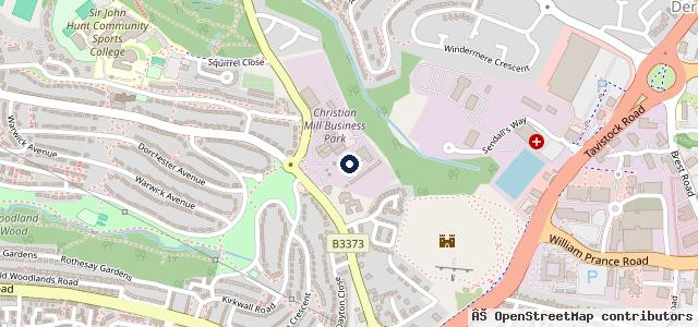 Map showing the location of PDC Motoring Centre
