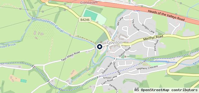 Map showing the location of Govilon Garage