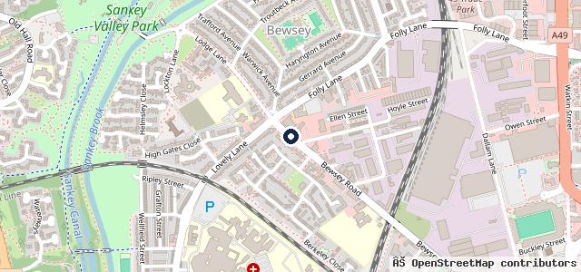 Map showing the location of Warrington Mazda