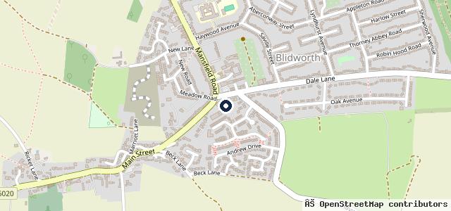 Map showing the location of Blidworth Dale Garage