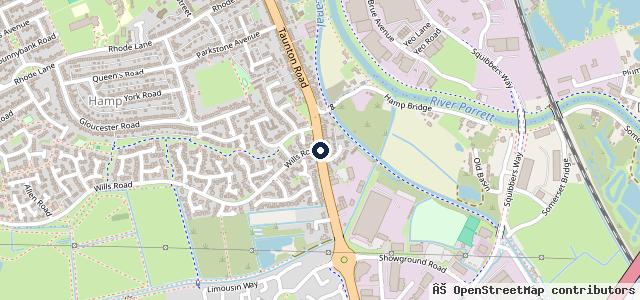 Map showing the location of Taunton road Service Station