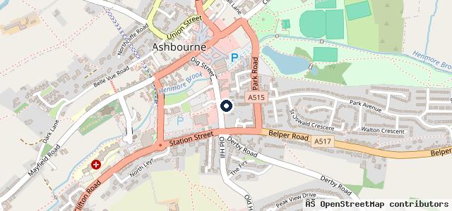 Map showing the location of Lumbards of Ashbourne