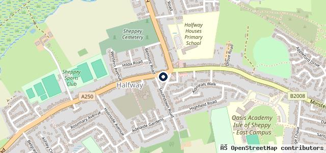 Map showing the location of Queenborough Service Station