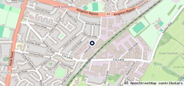 Map showing the location of Oakcroft Garage - Mechanical & Accident Repair