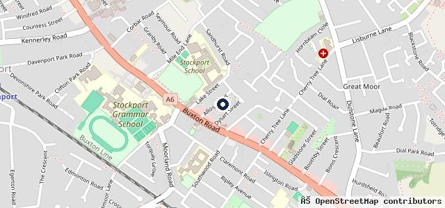 Map showing the location of Alldis MOT Centre Stockport