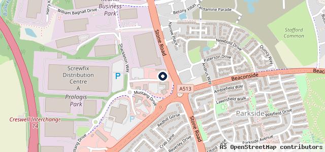 Map showing the location of Stafford Audi