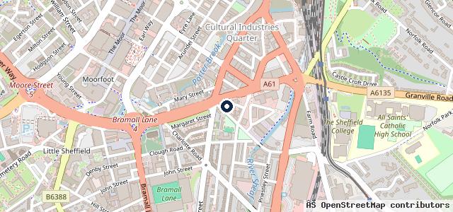 Map showing the location of Top Tread Tyres - Sheffield