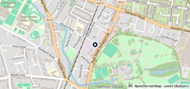 Map showing the location of Hampton Hill Car Repairs and MOT Centre