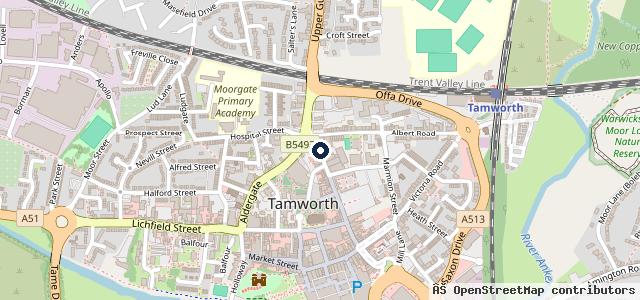 Map showing the location of HiQ Tyres & Autocare Tamworth