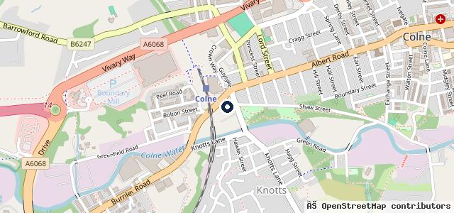 Map showing the location of Colne Tyre Centre