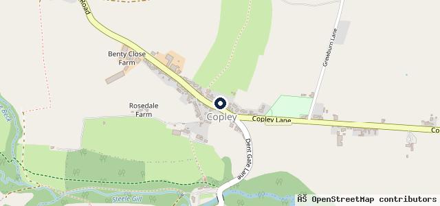 Map showing the location of Copley Service Station