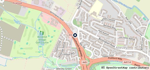 Map showing the location of Rye Hill Petrol Station
