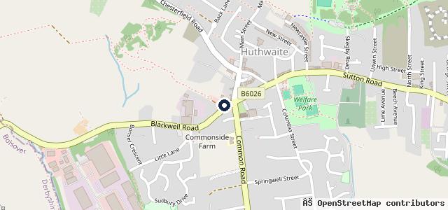 Map showing the location of Huthwaite Garage