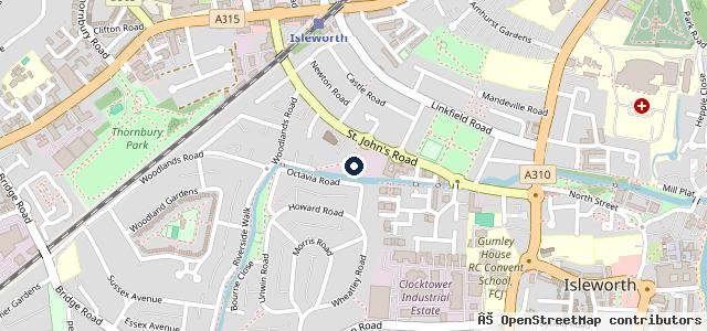 Map showing the location of Isleworth MOT Centre