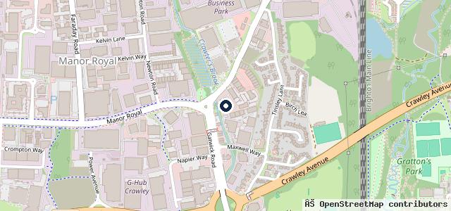 Map showing the location of Harwoods Volvo Crawley