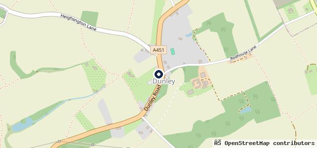 Map showing the location of Dunley Service Station