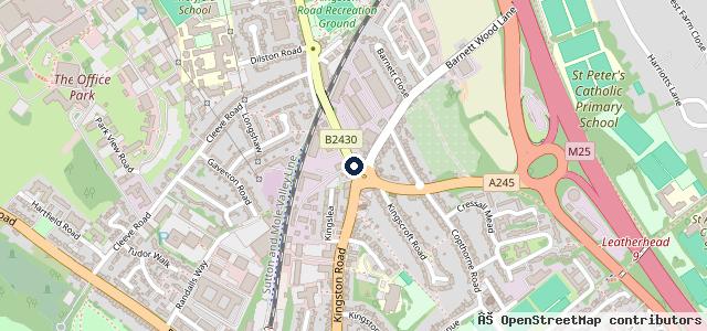 Map showing the location of ATS Euromaster Leatherhead