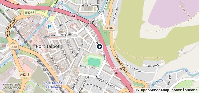 Map showing the location of Port Talbot Volkswagen