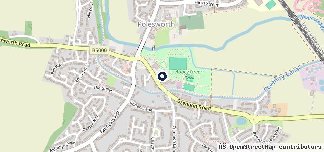 Map showing the location of Polesworth Garage