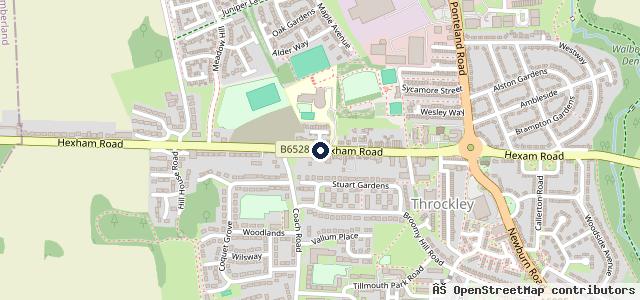 Map showing the location of Throckley Service Station