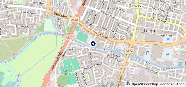Map showing the location of Leigh Mot Centre new at Holden road leigh 01942568686 wn71ex
