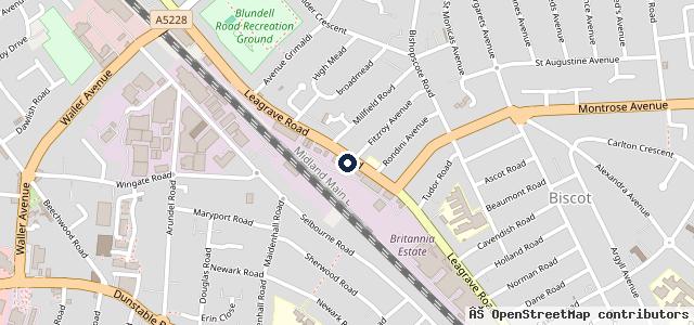 Map showing the location of Leagrave MOT Centre LTD