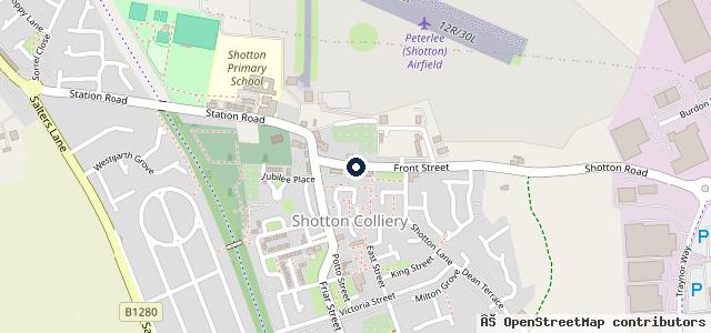 Map showing the location of Front Street Garage Shotton