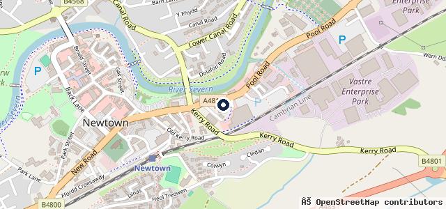Map showing the location of Kwik Fit - Newtown Powys