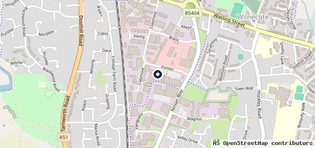 Map showing the location of ETB Autocentres - Tyres & MOT - Tamworth