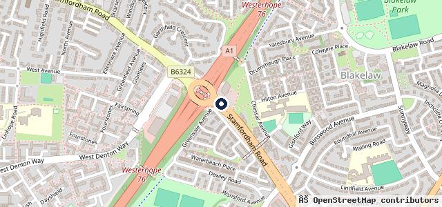 Map showing the location of Vertu Vauxhall Newcastle